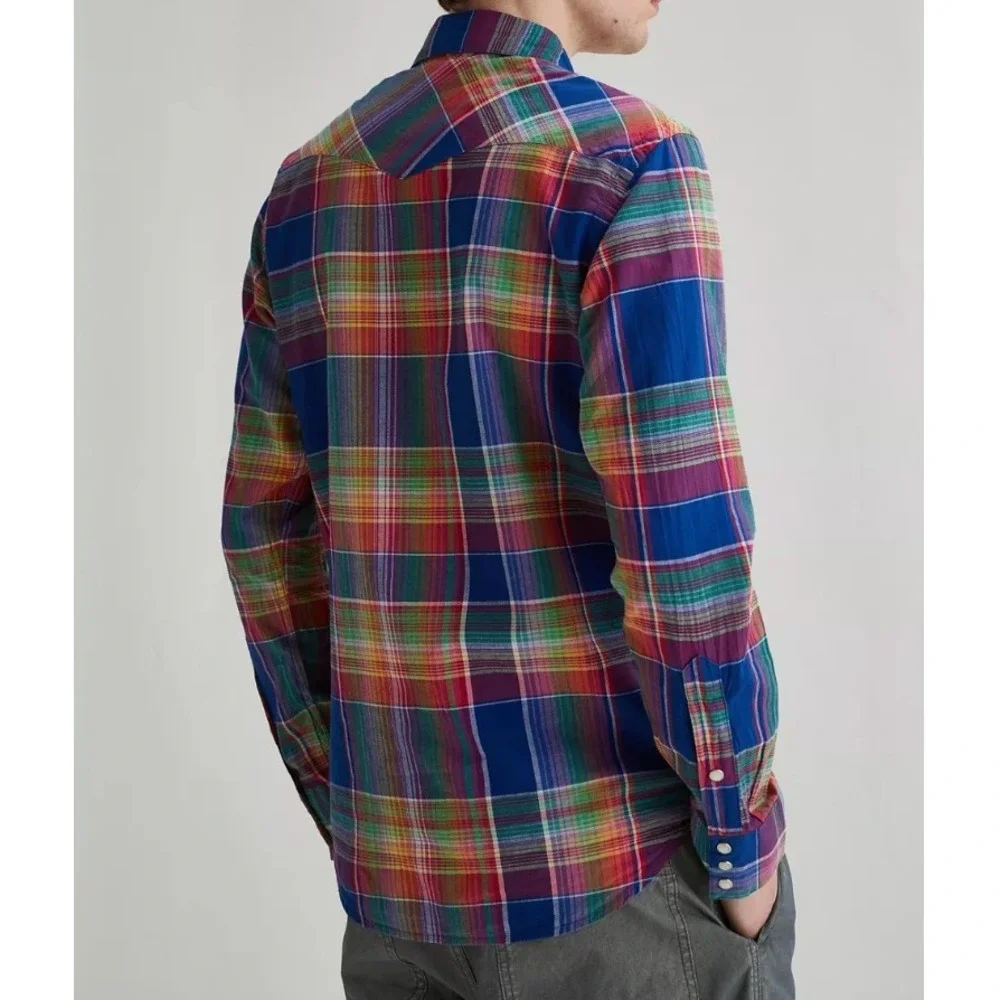Polo Ralph Lauren Men's Western Classic Plaid Snap Button LS Shirt, Multi, M